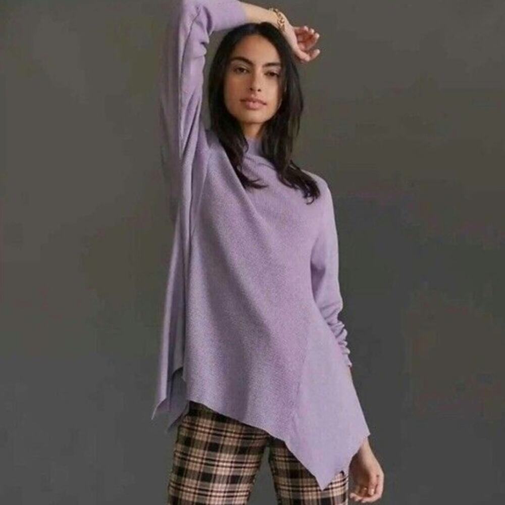 t.la Women's Mock Neck Long Sleeve Waffle Knit Thermal Top Lavender Size Small